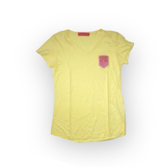 new me.n.u ☺︎︎ Star Stripe Patch T Shirt ☺︎︎ Sun Yellow ☺︎ Girl Small ☺︎ 5 6 6X - Picture 4 of 16